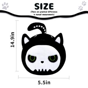 Halloween Black Cat Plush,11inch Black Cat Plushies Toys Stuffed Animal Pillows Cute Skeleton Black Cat Plushie Doll Toys,Collectible Gifts for Kid Fans Aldults Birthday Gifts,Halloween Home Decor