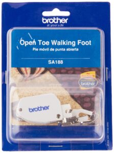 brother open toe walking foot for quilting and sewing multiple layers, sa188