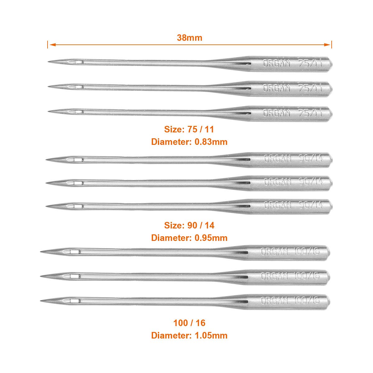 40 Pcs Embroidery Sewing Machine Needles Size 75/11 90/14 100/16 HAx1 Sewing Needles by STARVAST for Brother Singer Sewing Machine (4 Pack of 10 Needles)