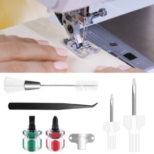 7 Piece Sewing Machine Cleaning Kit Include Tweezers Double Ended Fluff Brush Needle Board Screwdriver and 4 Short Screwdrivers, Sewing Machine Repair Tool