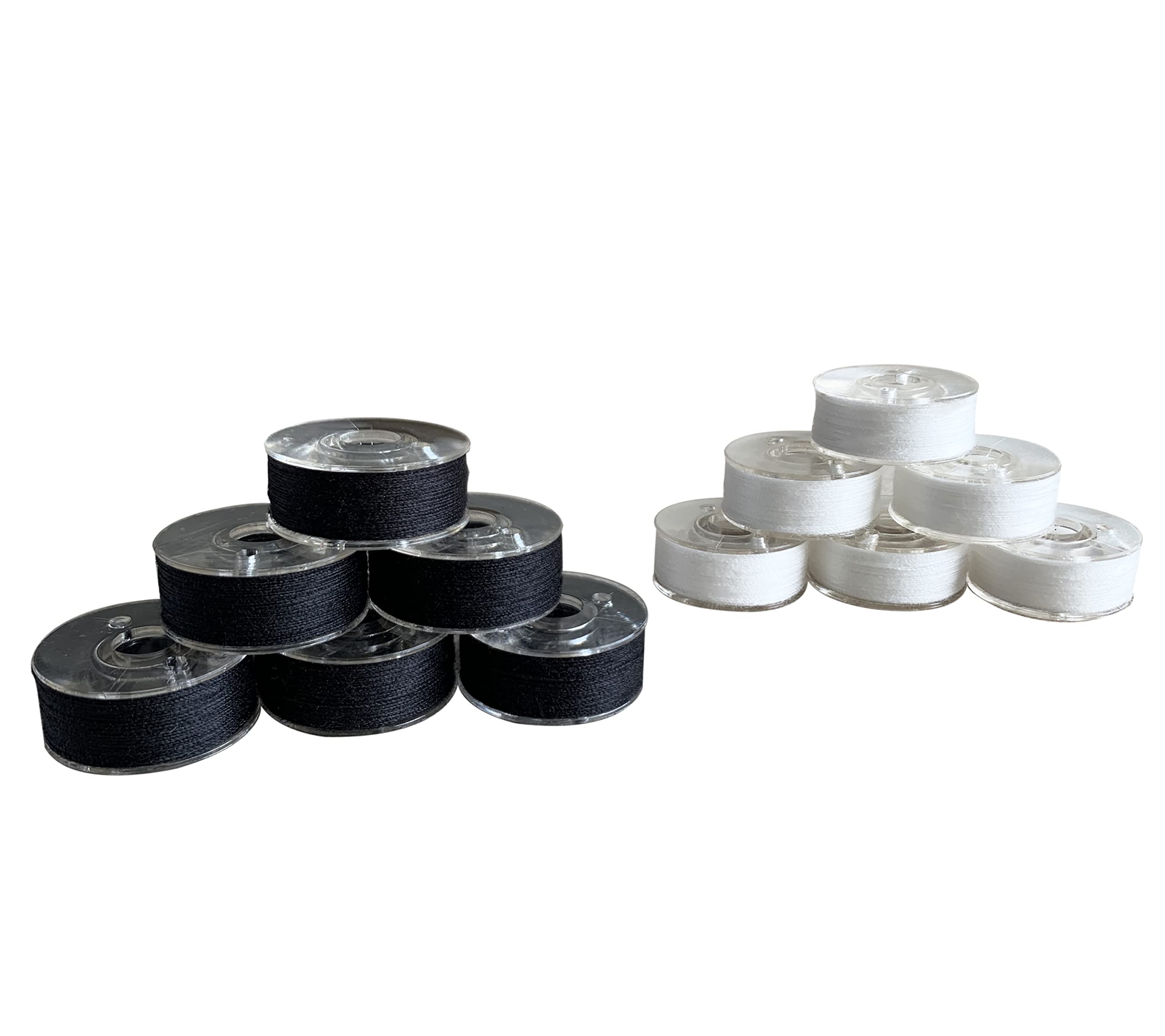 HimaPro 144 Prewound Bobbins for Embroidery Machines Size L (SA155) Good for Brother, Babylock, Janome, Bernina, Husqvarna, Pfaff Embroidery Machines Etc (Plastic Sided Black & White) - 50 Weight