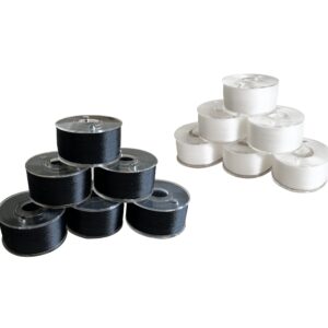 HimaPro 144 PreWound Bobbins for Embroidery and Sewing Machines Class 15 Size A (SA156) Plastic Sided 60 WT Polyester Sewing Thread(72 Black& 72 White)