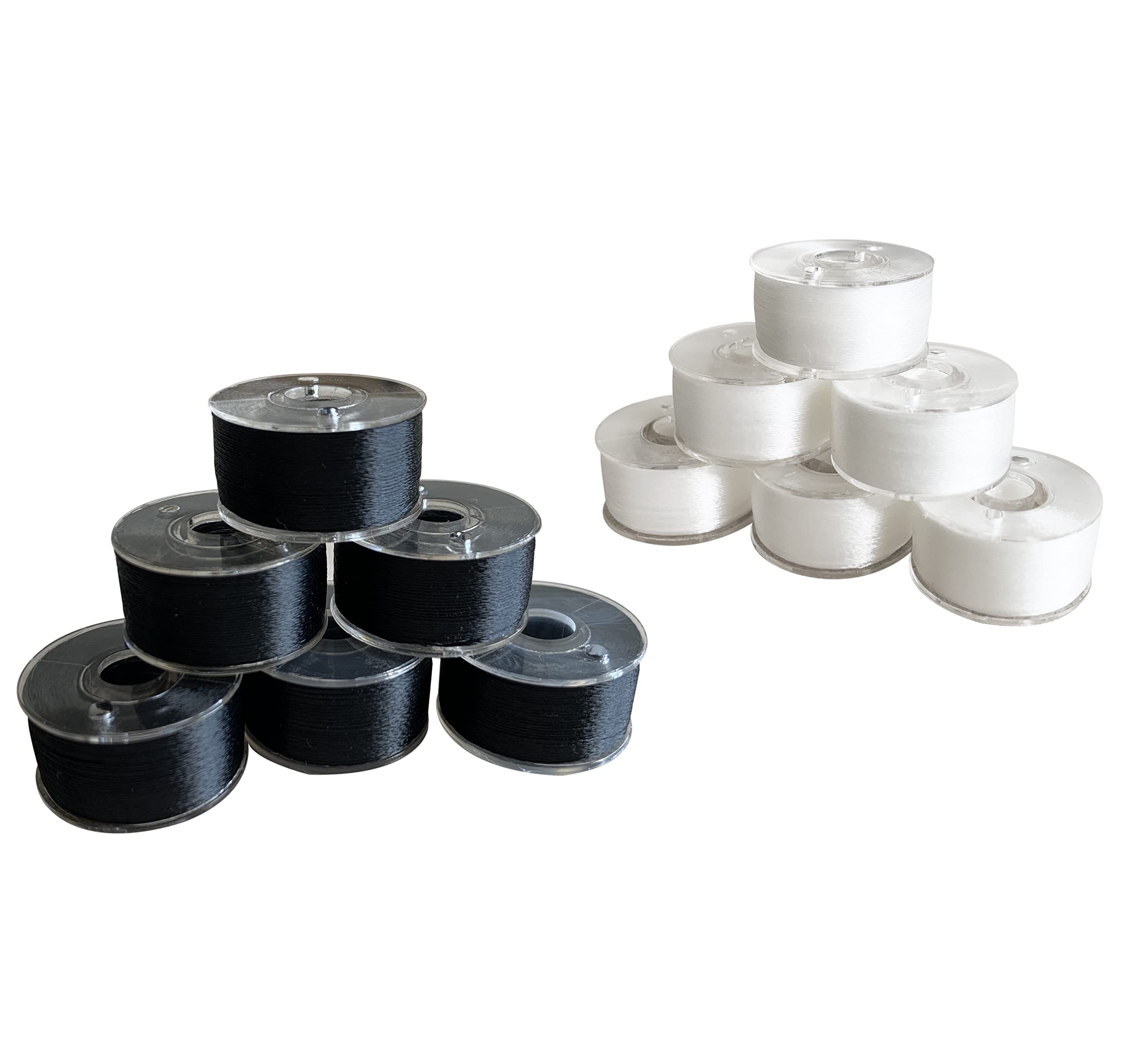 HimaPro 144 PreWound Bobbins for Embroidery and Sewing Machines Class 15 Size A (SA156) Plastic Sided 60 WT Polyester Sewing Thread(72 Black& 72 White)