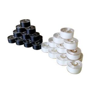HimaPro 144 PreWound Bobbins for Embroidery and Sewing Machines Class 15 Size A (SA156) Plastic Sided 60 WT Polyester Sewing Thread(72 Black& 72 White)