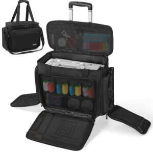 ITHWIU Sewing Machine Case with Wheels, Rolling Trolley Tote with Multiple Storage Pockets for Accessories, Black