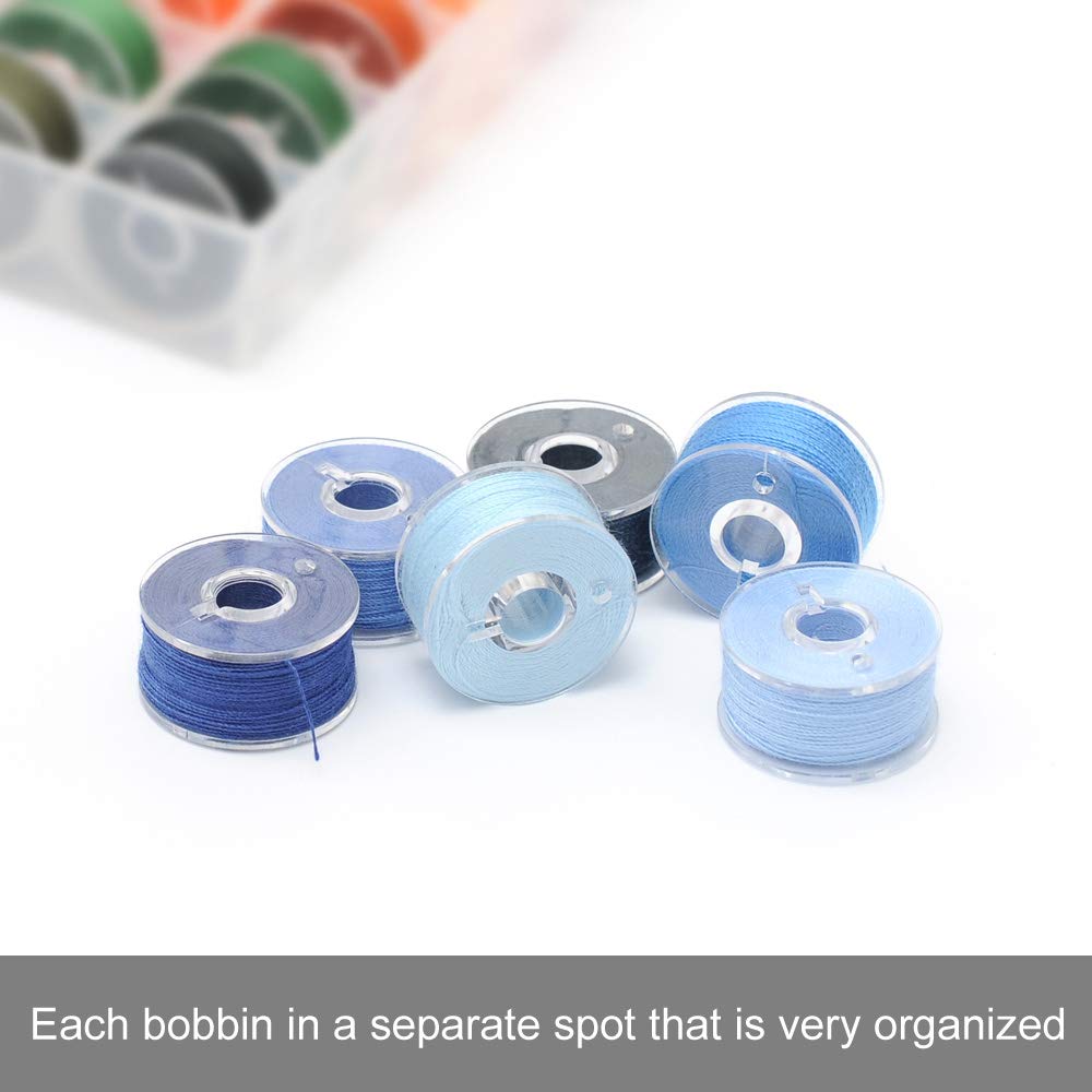 POPKU 72PCS Bobbins with Sewing Thread for Brother Singer Babylock Janome Kenmore (72pcs Bobbins)