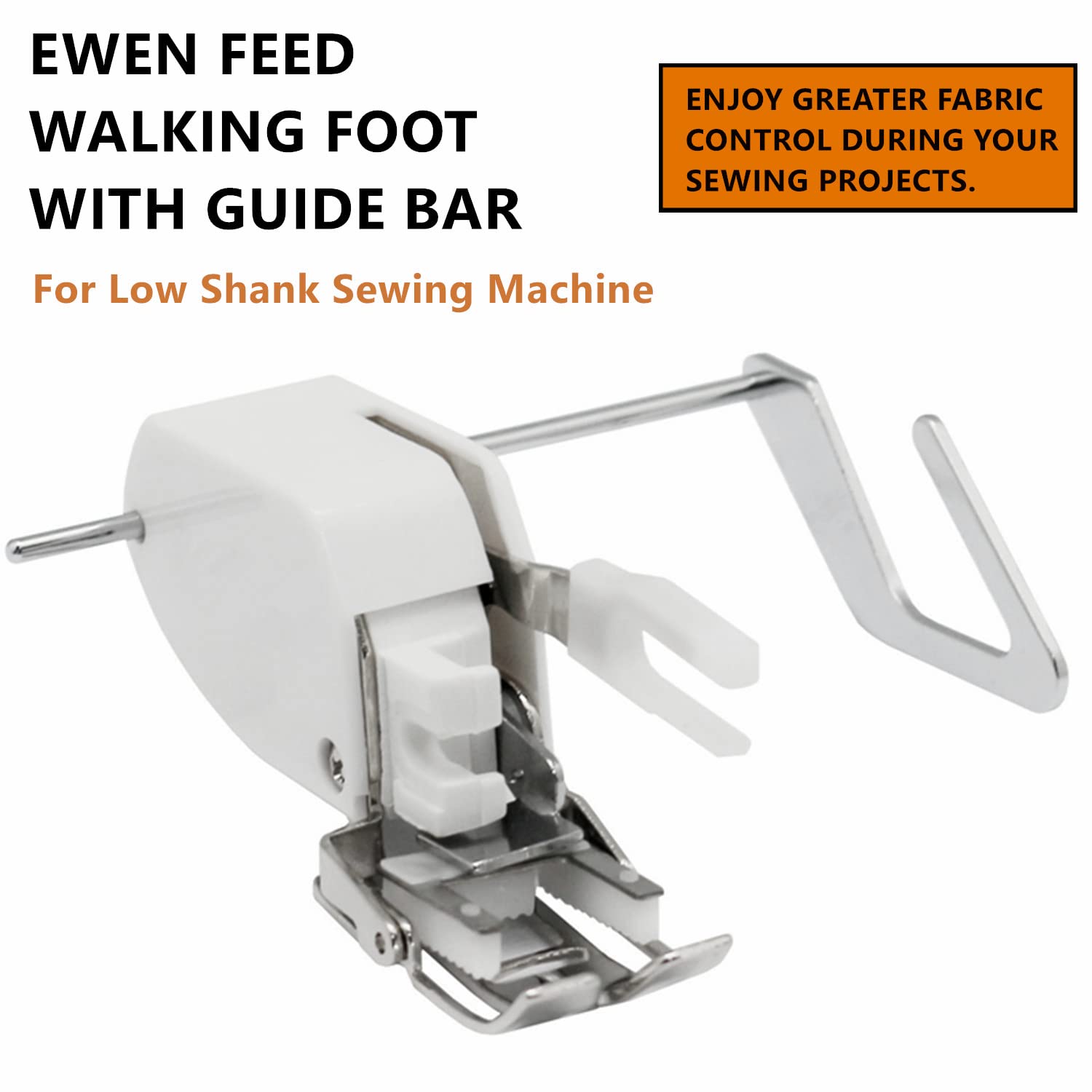 YEQIN Even Feed Walking Foot #SA140 with Guide for Quilting and Sewing | Stitch Through Multiple Layers and Match Prints | Fits Low Shank Sewing Machines - Brother, Janome, Singer, and More