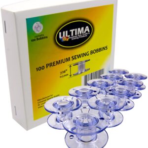 Ultima Premium Sewing Machine Bobbins - Style SA-156 Bobbins for Brother, Singer, Babylock, Janome, Kenmore & Other Sewing Machines (100 Bobbins)