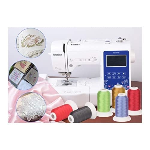 Brother SE1900 Sewing and Embroidery Machine Bundle with 1100 Yards Trilobal Polyester Embroidery Machine Thread (24 Colors) (2 Items)