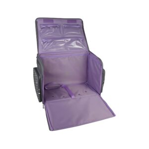 Everything Mary 4 Wheel Collapsible Deluxe Sewing Machine Storage Case, Purple Floral - Rolling Trolley Carrying Bag Compatible with Brother, Singer, and Most Machines