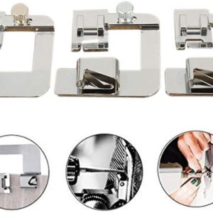 Windman 3 Sizes Wide Rolled Hem Pressure Foot Sewing Machine Presser Foot Hemmer Foot Set 1/2 Inch, 3/4 Inch, 1 Inch Low Shank Sewing Machine Presser Foot for Brother Singer