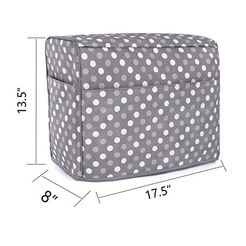 Luxja Dust Cover for Sewing Machine, Sewing Machine Cover with Pockets for Extra Accessories (Compatible with Brother and Singer), Gray Dots