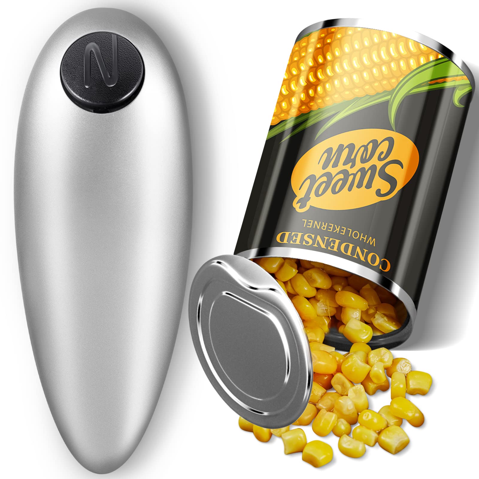 No Sharp Edges Electric Can Opener Automatic Opens Most of Cans,One Touch Switch with Ergonomic Design,Electric for Kitchen,Best Kitchen Gadget,Arthritis and Seniors