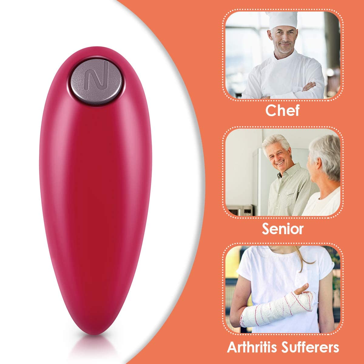 Electric Can Opener, Battery Operated Electric Can Openers for Kitchen, One Touch Automatic Can Opener Smooth Edge, Best Choice Can Opener Electric for Seniors with Arthritis, Kids, Cooks, Housewives