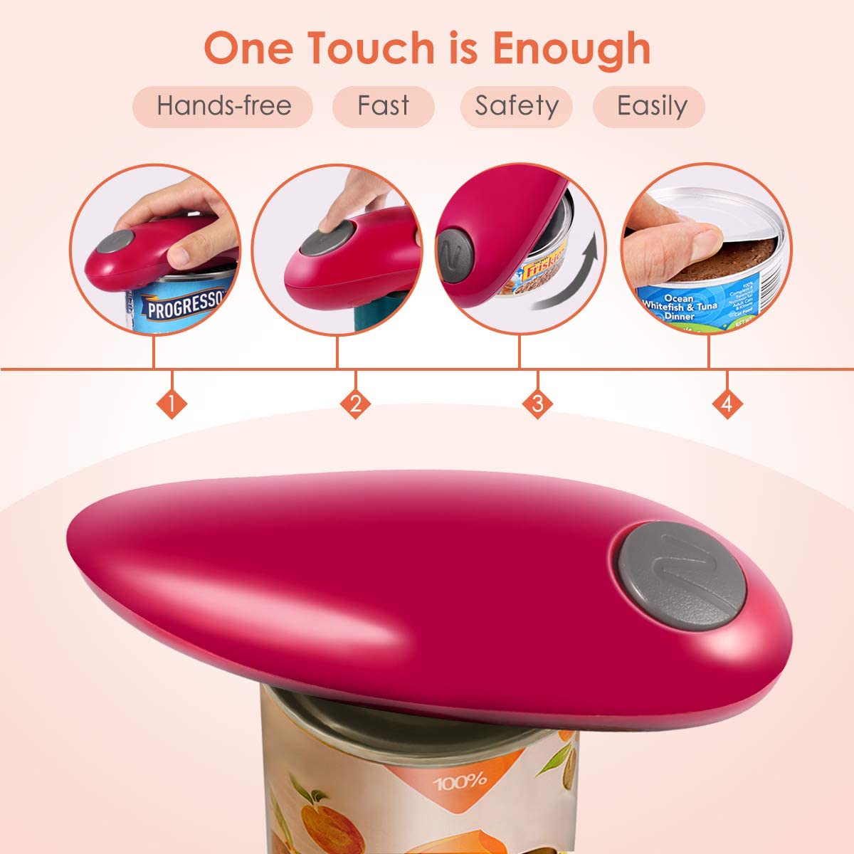 Electric Can Opener, Battery Operated Electric Can Openers for Kitchen, One Touch Automatic Can Opener Smooth Edge, Best Choice Can Opener Electric for Seniors with Arthritis, Kids, Cooks, Housewives