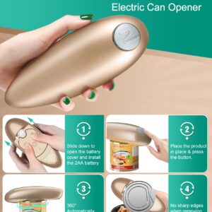 Electric Can Opener, No Sharp Edge Can Opener Electric, Hands-Free Electric Can Opener for Kitchen, Automatic Can Opener for Any Size, Kitchen Gadget Handheld Can Opener for Arthritis and Seniors