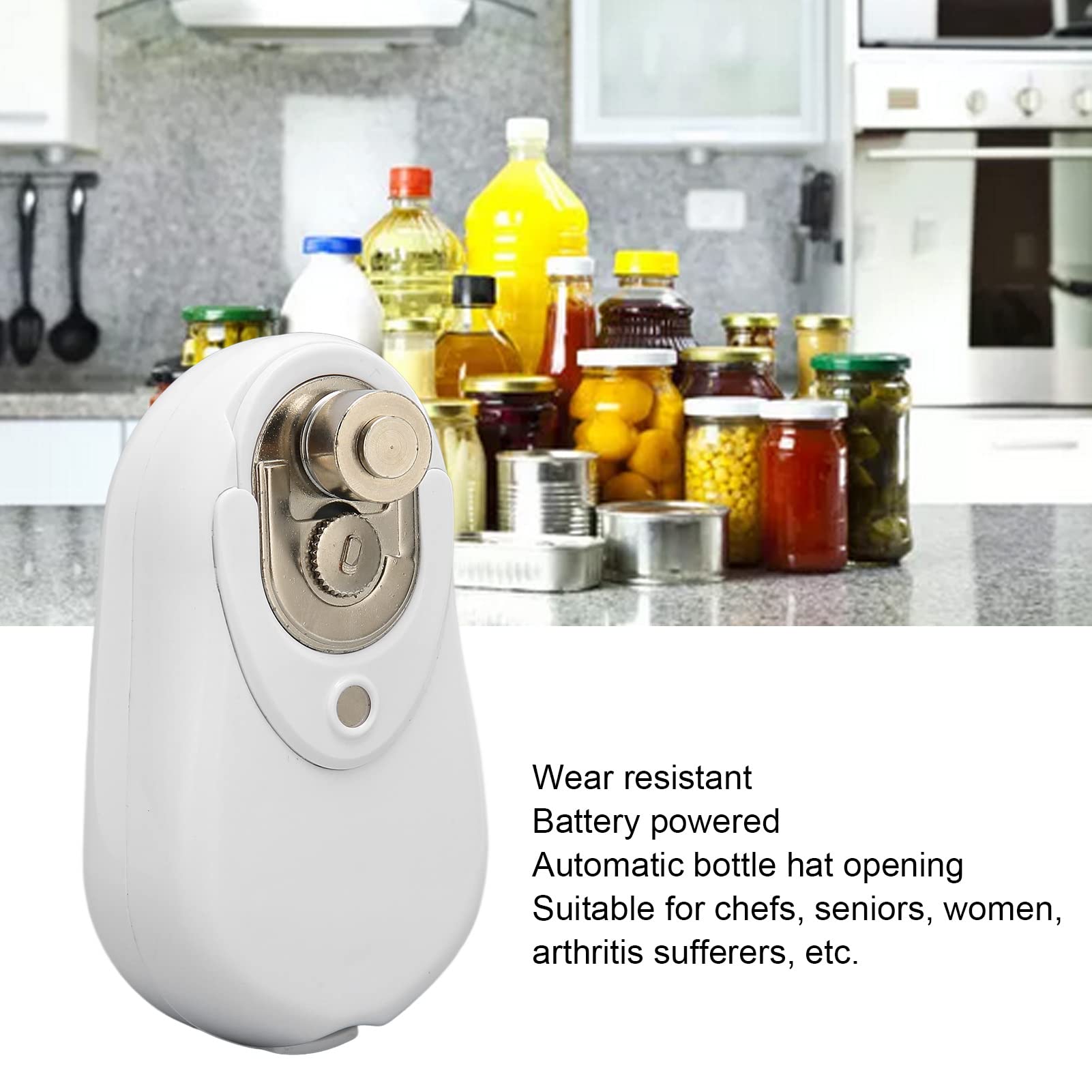 One Touch Electric Can Opener, Battery Powered, ABS Material, Easy to