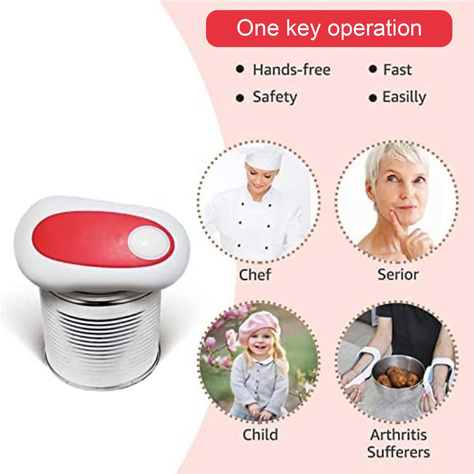 One Touch Electric Can Opener, Battery Powered, ABS Material, Easy to