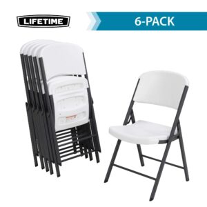 LIFETIME 80747 Commercial Grade Folding Chairs, 6 Pack, White Granite