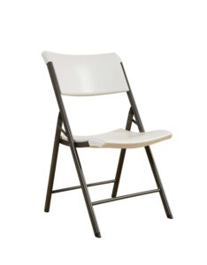 lifetime 480074 contemporary folding chair, almond with bronze steel frame, 4-pack