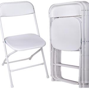 Signature Folding Plastic Chair with 500-Pound Capacity, White, 6-Pack
