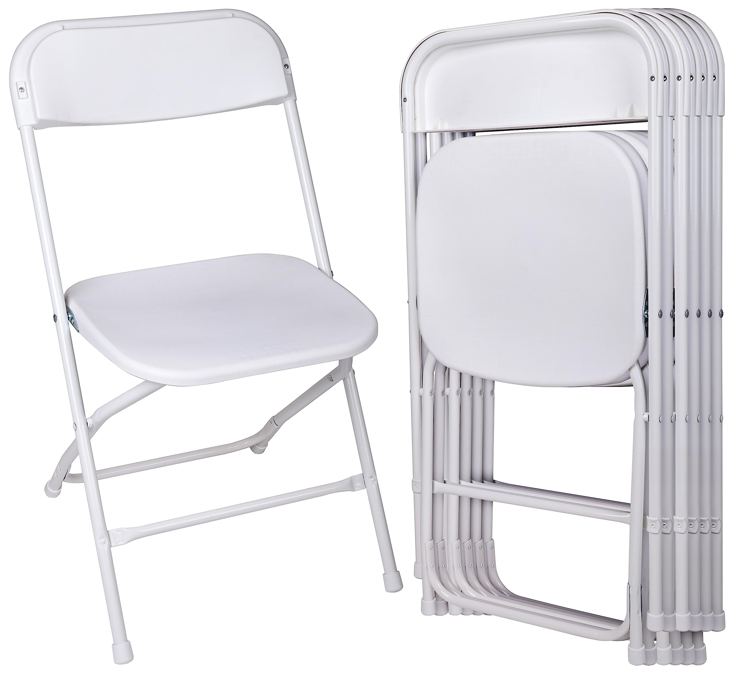 Signature Folding Plastic Chair with 500-Pound Capacity, White, 6-Pack