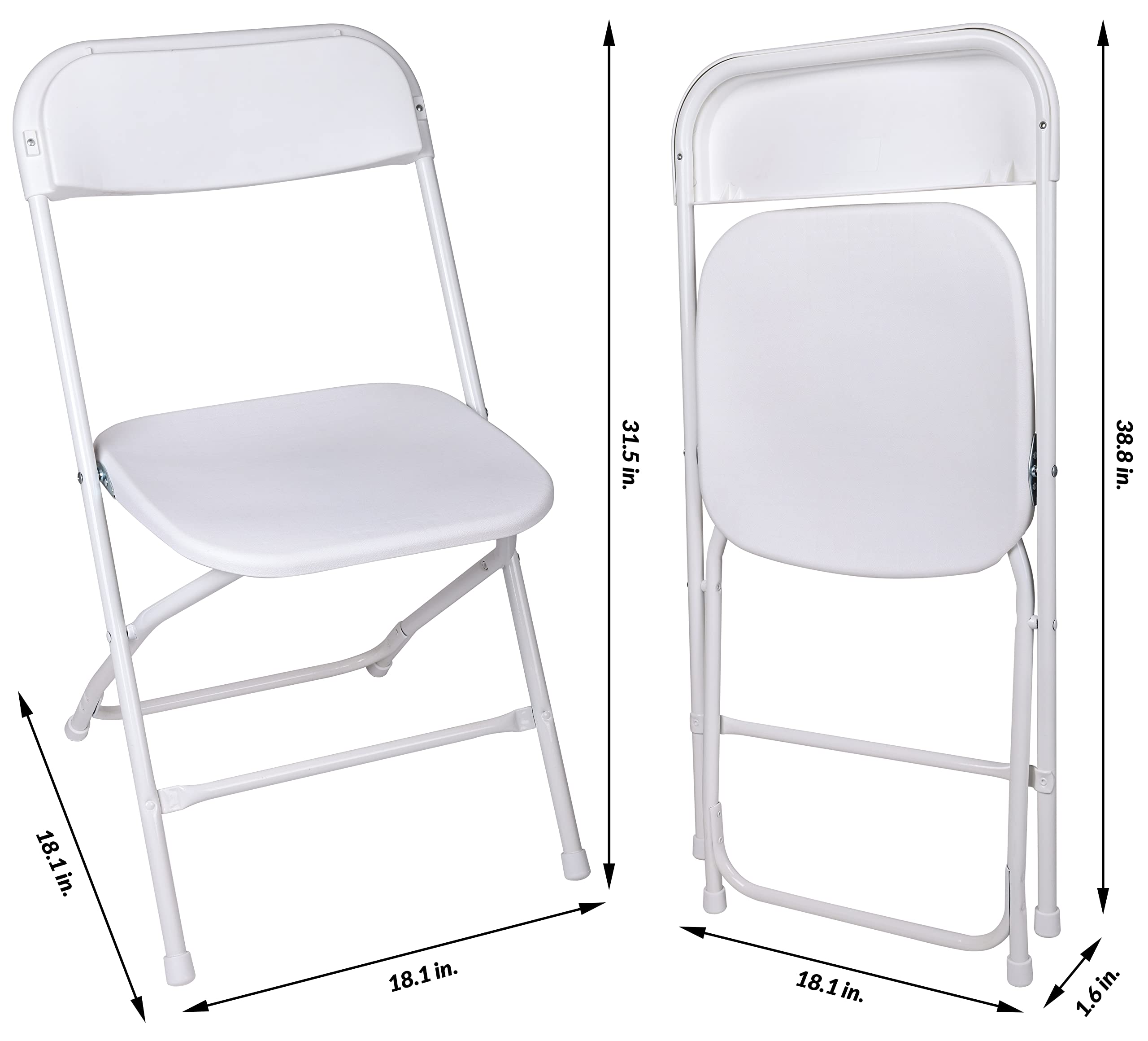 Signature Folding Plastic Chair with 500-Pound Capacity, White, 6-Pack