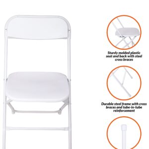 Signature Folding Plastic Chair with 500-Pound Capacity, White, 6-Pack