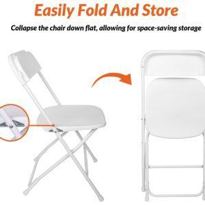 Signature Folding Plastic Chair with 500-Pound Capacity, White, 6-Pack