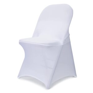 babenest spandex folding chair covers upgraded 10 pcs universal stretch washable fitted chair slipcovers protector for wedding, holidays, banquet, party, celebration (white)