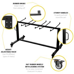 UPGORILO Folding Table and Chairs Cart - Innovative Mobile Chair Dolly, 42 Folding Chairs Capacity, Heavy Duty Metal Folding Chair Rack with Rubber Locking Wheels