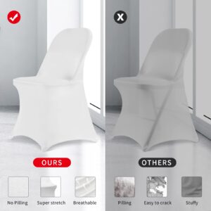 HAINARverS Stretch Spandex Folding Chair Covers 30PCS Universal Fitted Chair Cover Protector for Wedding,Party, Banquet, Holidays, Celebration, Decoration(White, 30 PCS)