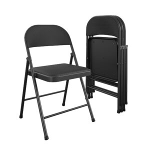 COSCO SmartFold® Fabric Folding Chair, 4-Pack, Black