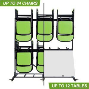 Graplans Folding Chair Storage Rack Cart Dolly, 2-Tier Heavy-Duty Steel for 84 Stackable Chairs, 800Lbs Capacity, Locking Wheels – Perfect for Folding Chairs