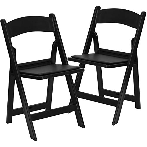 Flash Furniture Hercules Series Folding Chair - Black Resin - 2 Pack 800LB Weight Capacity Comfortable Event Chair - Light Weight Folding Chair