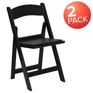 Flash Furniture Hercules Series Folding Chair - Black Resin - 2 Pack 800LB Weight Capacity Comfortable Event Chair - Light Weight Folding Chair