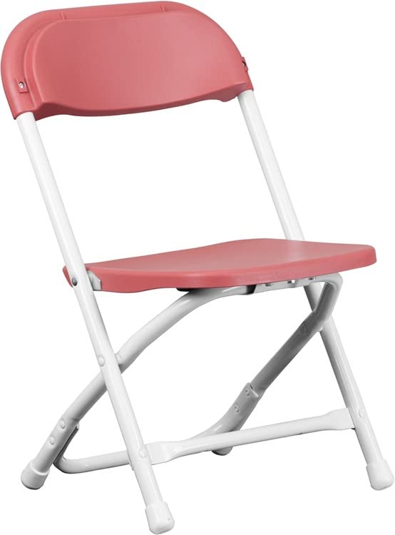 TentandTable Kids Size Poly Plastic Chairs with Metal Frame - Heavy Duty 220 lbs. Capacity - Lightweight & Stackable Folding Chair for Classroom Desk & Tables, Event, Banquet, Wedding (4 Pack, Red)