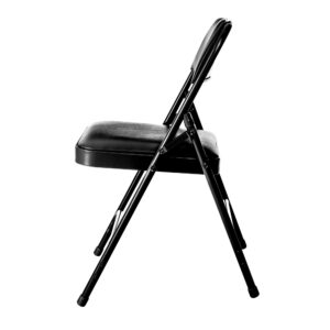 OEF Furnishings (4 Pack) Premium Vinyl Padded Folding Chair, Black