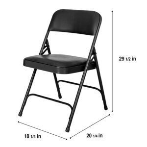 OEF Furnishings (4 Pack) Premium Vinyl Padded Folding Chair, Black