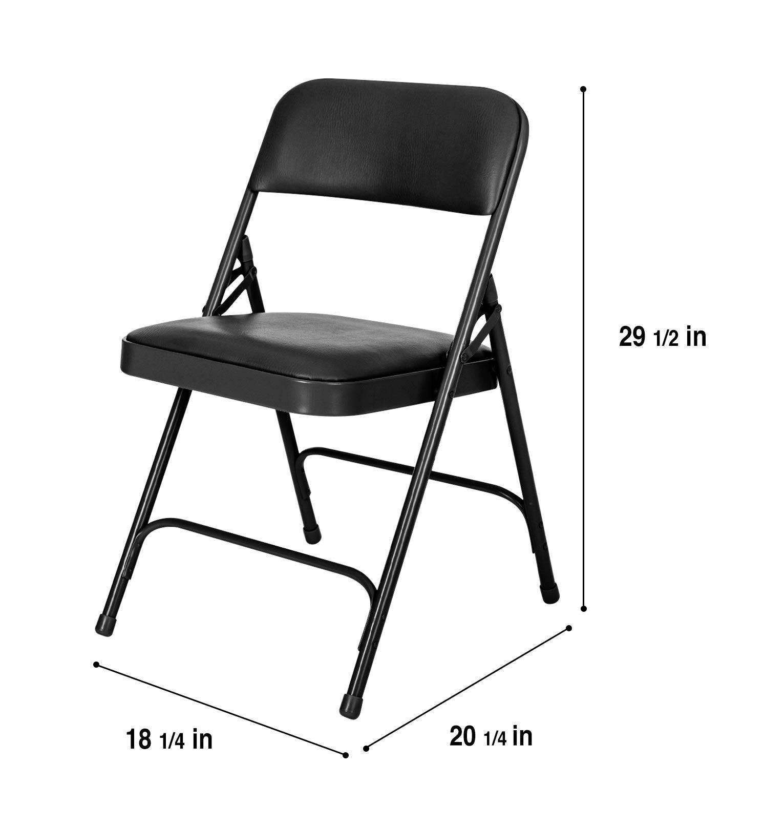 OEF Furnishings (4 Pack) Premium Vinyl Padded Folding Chair, Black