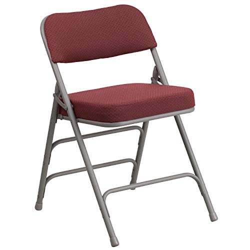 Flash Furniture HERCULES Series Premium Curved Triple Braced & Double Hinged Burgundy Fabric Metal Folding Chair