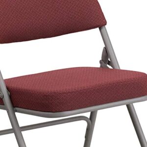 Flash Furniture HERCULES Series Premium Curved Triple Braced & Double Hinged Burgundy Fabric Metal Folding Chair