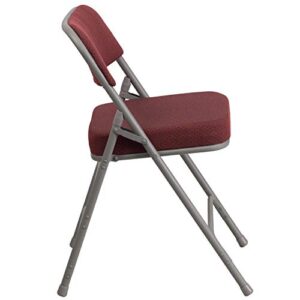 Flash Furniture HERCULES Series Premium Curved Triple Braced & Double Hinged Burgundy Fabric Metal Folding Chair