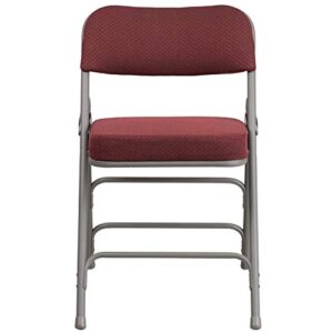 Flash Furniture HERCULES Series Premium Curved Triple Braced & Double Hinged Burgundy Fabric Metal Folding Chair