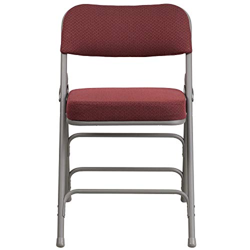 Flash Furniture HERCULES Series Premium Curved Triple Braced & Double Hinged Burgundy Fabric Metal Folding Chair