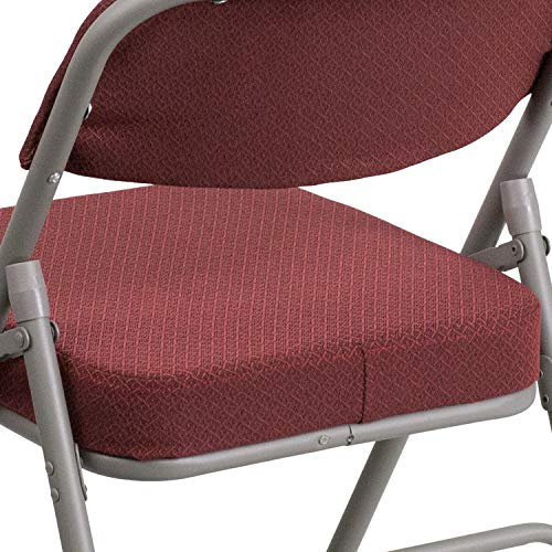 Flash Furniture HERCULES Series Premium Curved Triple Braced & Double Hinged Burgundy Fabric Metal Folding Chair