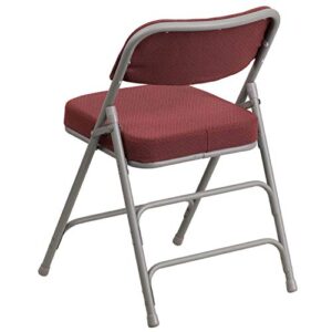 Flash Furniture HERCULES Series Premium Curved Triple Braced & Double Hinged Burgundy Fabric Metal Folding Chair