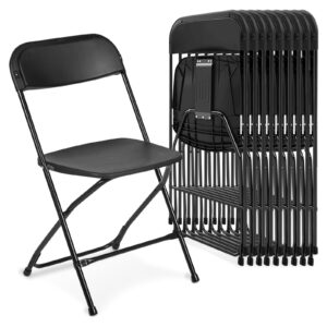 AJP Distributors 10 Pack 650 lb. Capacity Premium Plastic Folding Chairs Wedding Party Outdoor Indoor Office Meeting House Dinner Diner Black