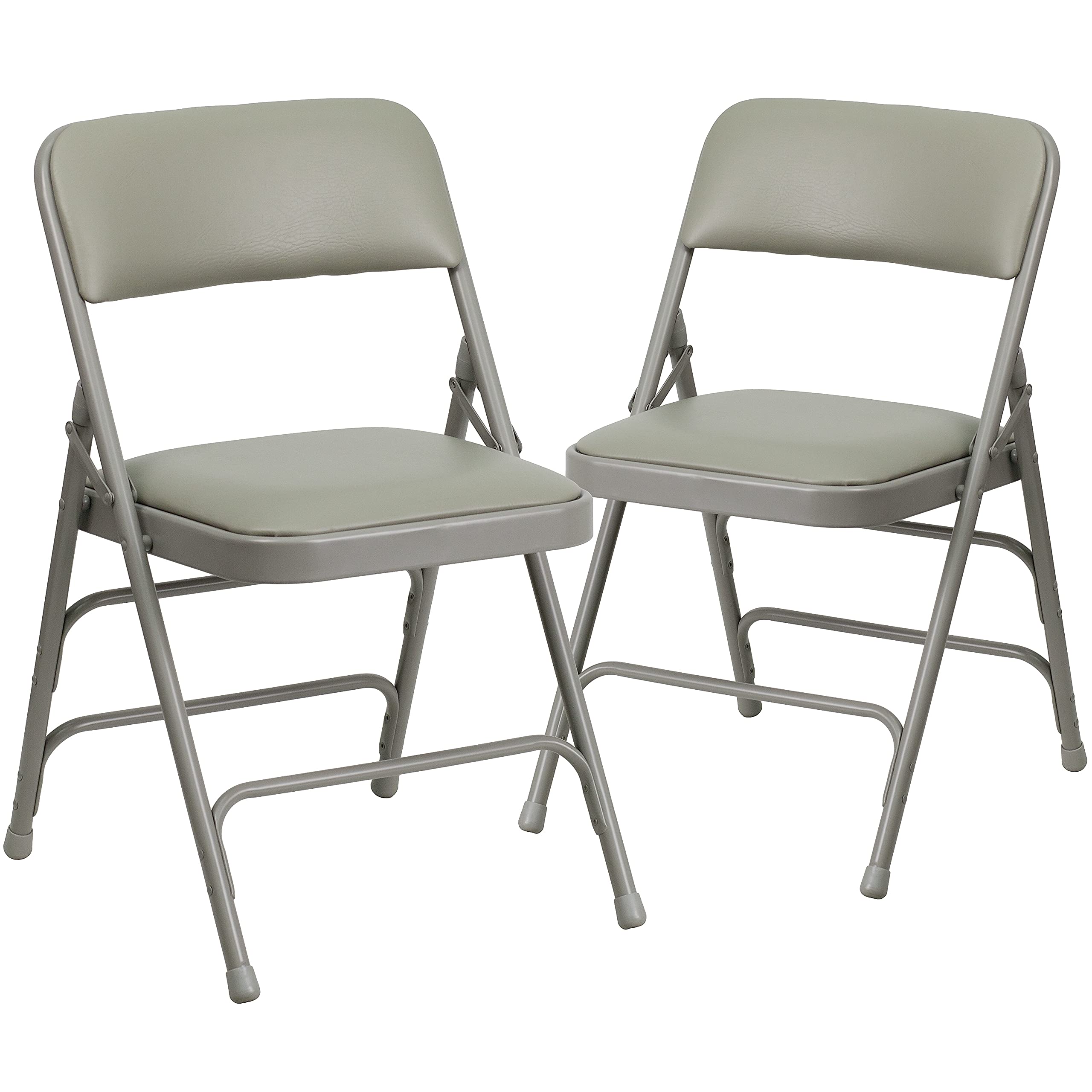 Flash Furniture 2 Pack HERCULES Series Curved Triple Braced & Double Hinged Gray Vinyl Metal Folding Chair