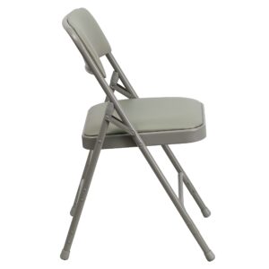 Flash Furniture 2 Pack HERCULES Series Curved Triple Braced & Double Hinged Gray Vinyl Metal Folding Chair